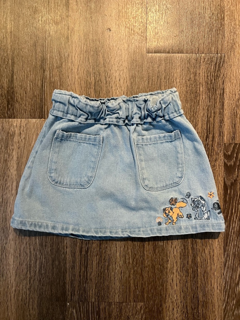Disney Critters Girl Denim Embroidered Skirt with Pockets Size 4